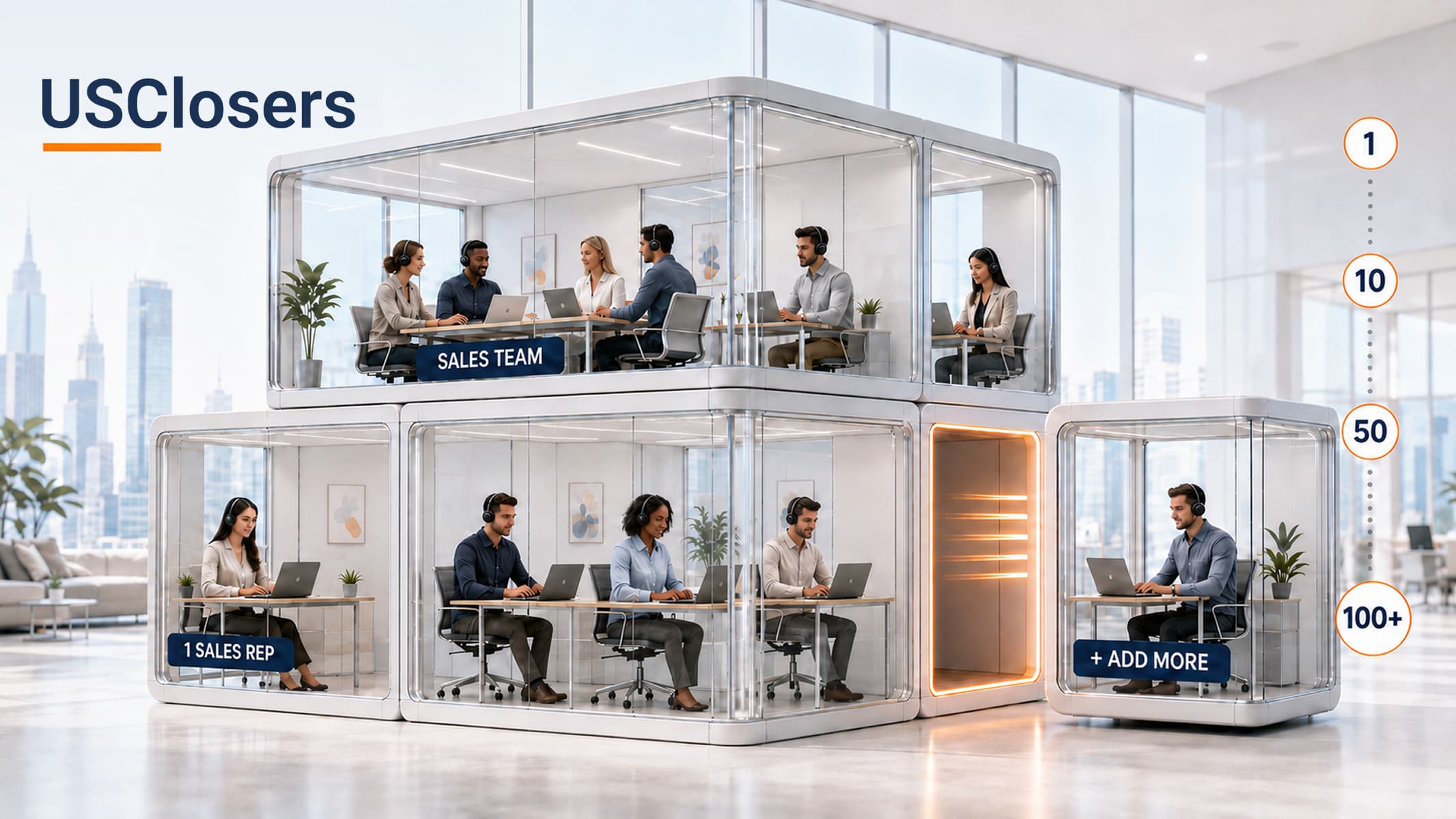 Native US sales reps running outbound calls and booking B2B demos